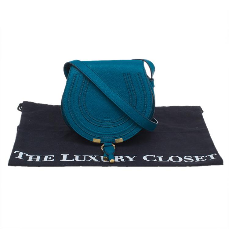 Pre Owned Chloe Blue Leather Mini Marcie Crossbody Bag