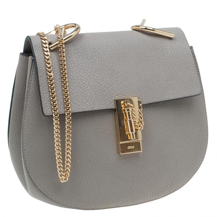 Pre Owned Chloe Grey Leather Medium Drew Shoulder Bag