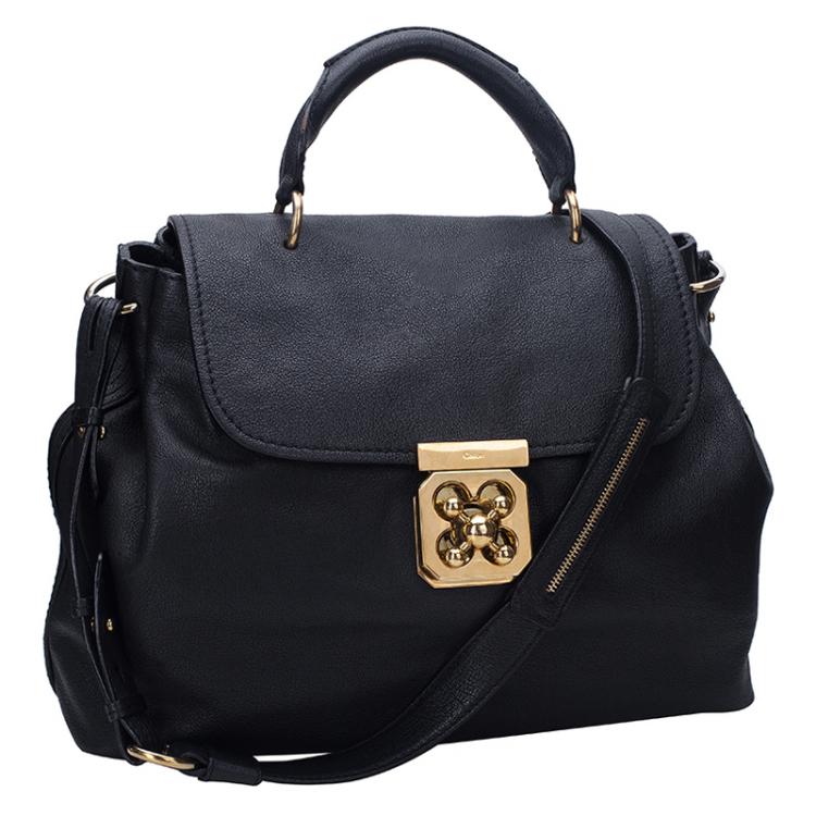 Pre Owned Chloe Black Leather Elsie Shoulder Bag