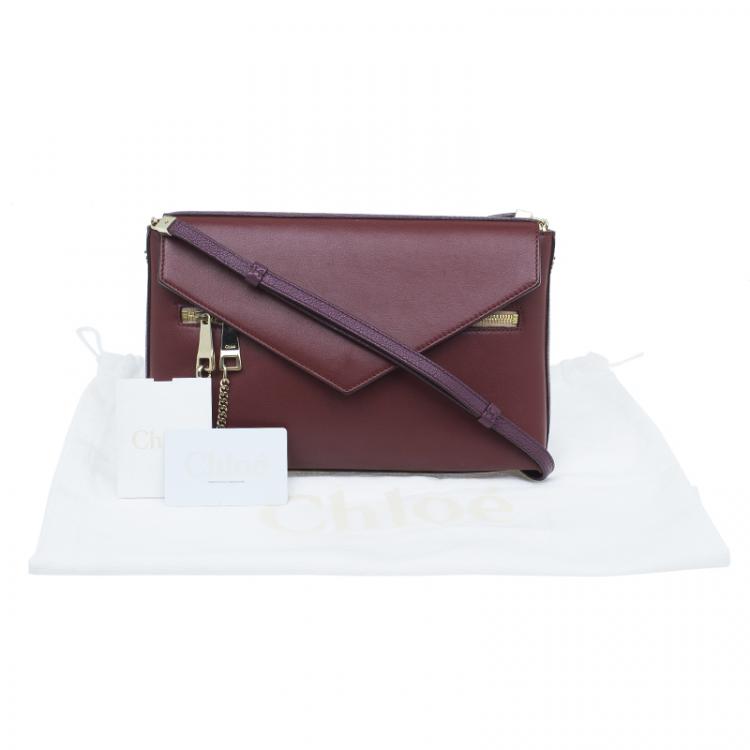 Pre Owned Chloe Burgundy Leather Cassie Crossbody Bag