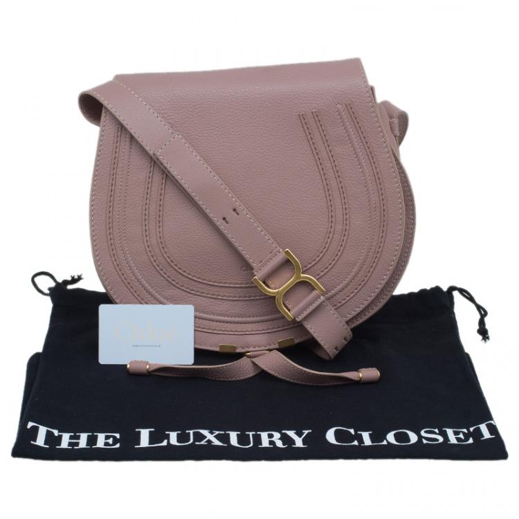 Pre Owned Chloe Pink Pebbled Leather Medium Marcie Crossbody Bag