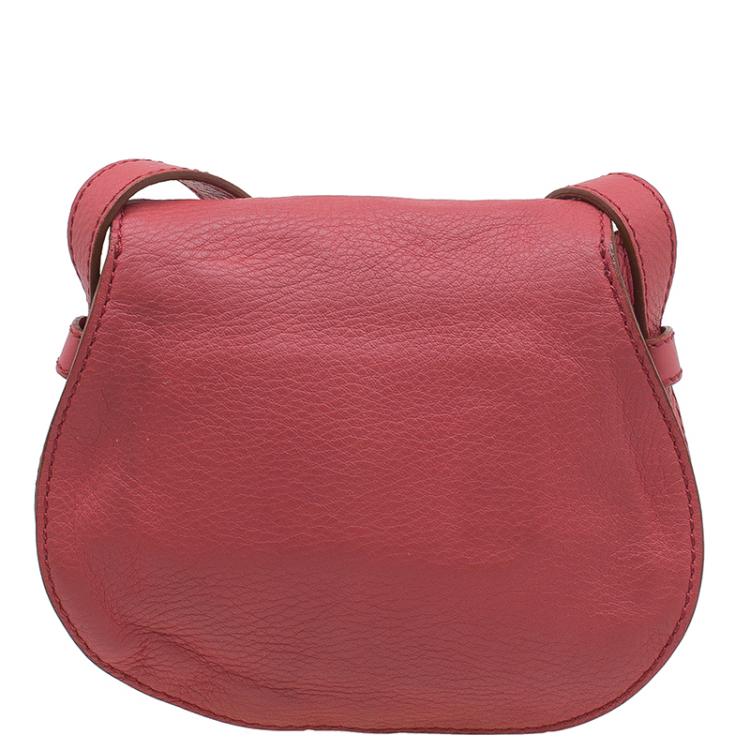 Pre Owned Chloe Peach Leather Mini Marcie Crossbody Bag