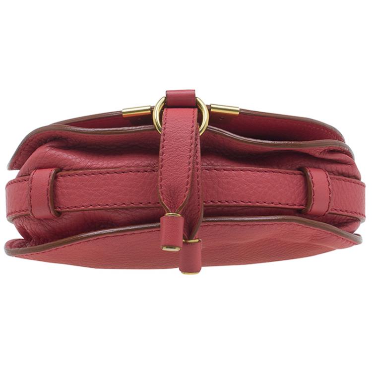 Pre Owned Chloe Peach Leather Mini Marcie Crossbody Bag