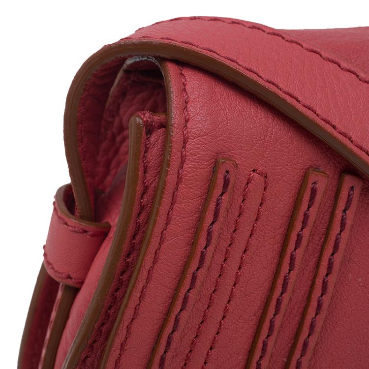 Pre Owned Chloe Peach Leather Mini Marcie Crossbody Bag