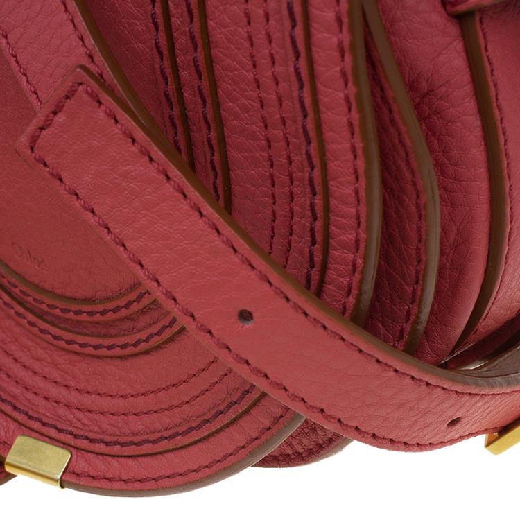 Pre Owned Chloe Peach Leather Mini Marcie Crossbody Bag