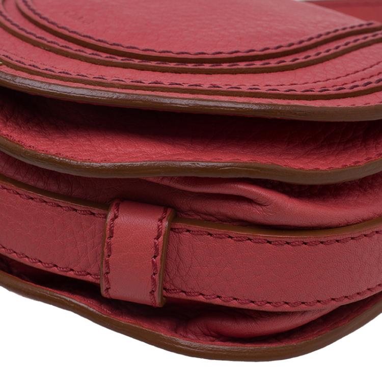Pre Owned Chloe Peach Leather Mini Marcie Crossbody Bag