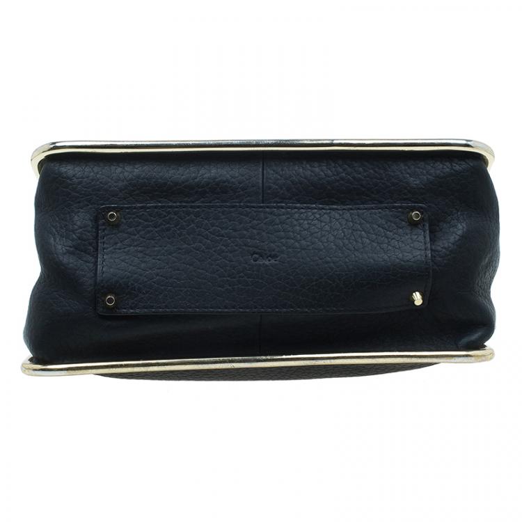 Pre Owned Chloe Black Pebbled Leather Medium Sally Flap Shoulder Bag