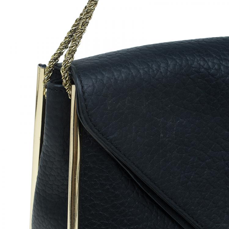 Pre Owned Chloe Black Pebbled Leather Medium Sally Flap Shoulder Bag