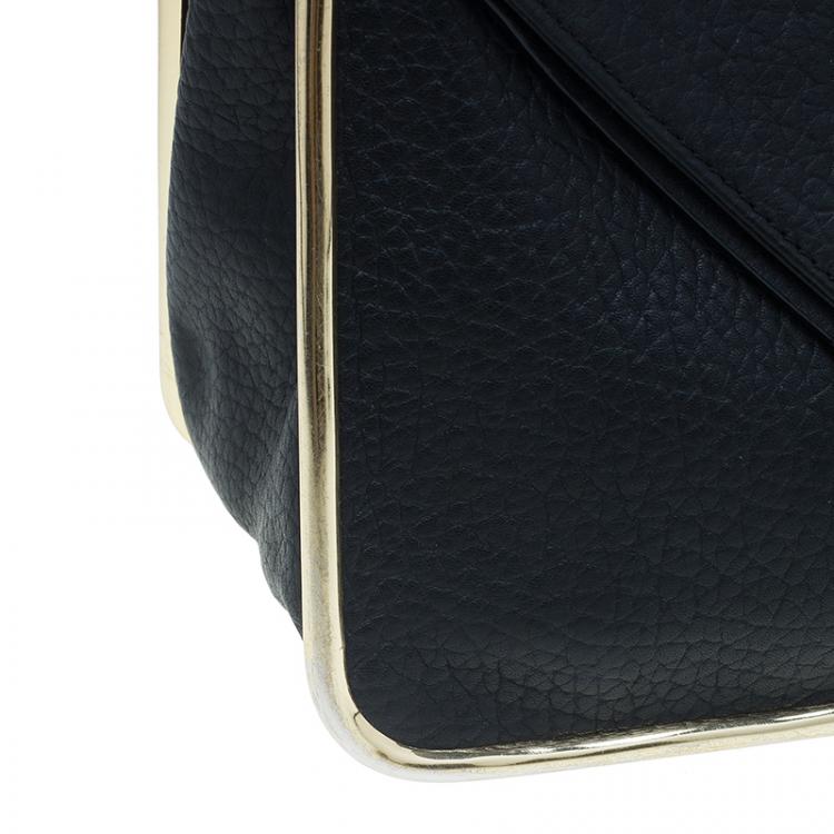 Pre Owned Chloe Black Pebbled Leather Medium Sally Flap Shoulder Bag