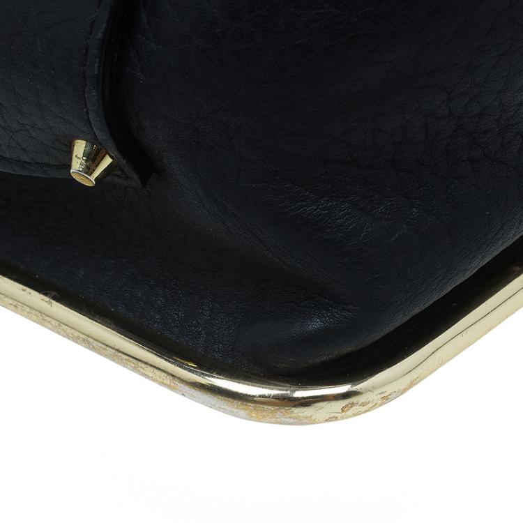Pre Owned Chloe Black Pebbled Leather Medium Sally Flap Shoulder Bag