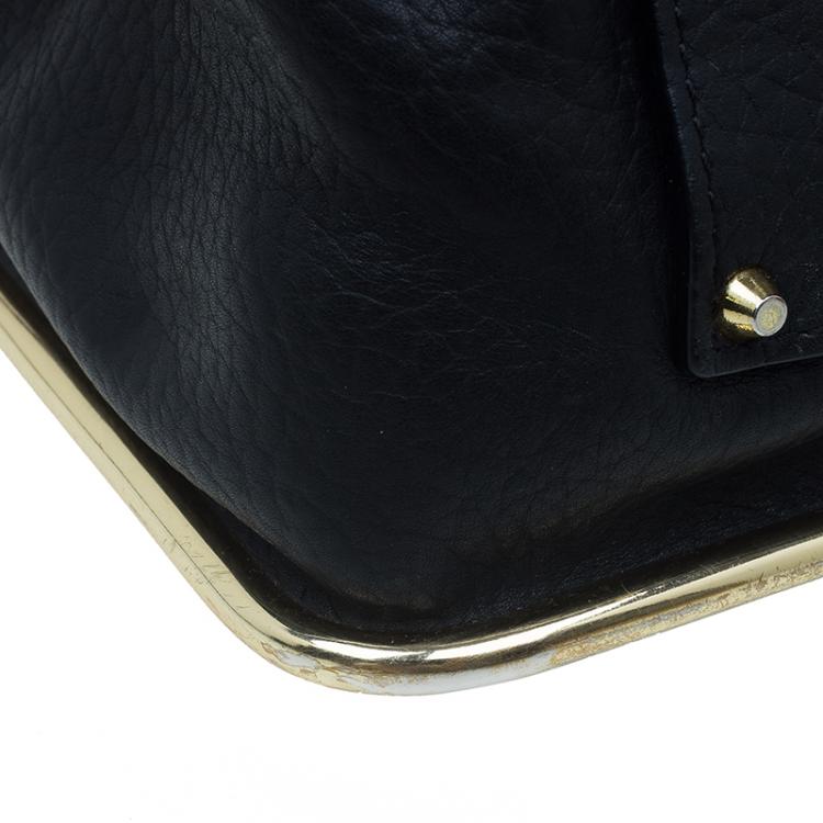 Pre Owned Chloe Black Pebbled Leather Medium Sally Flap Shoulder Bag