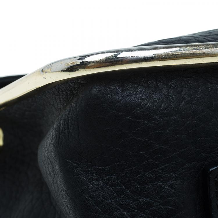 Pre Owned Chloe Black Pebbled Leather Medium Sally Flap Shoulder Bag