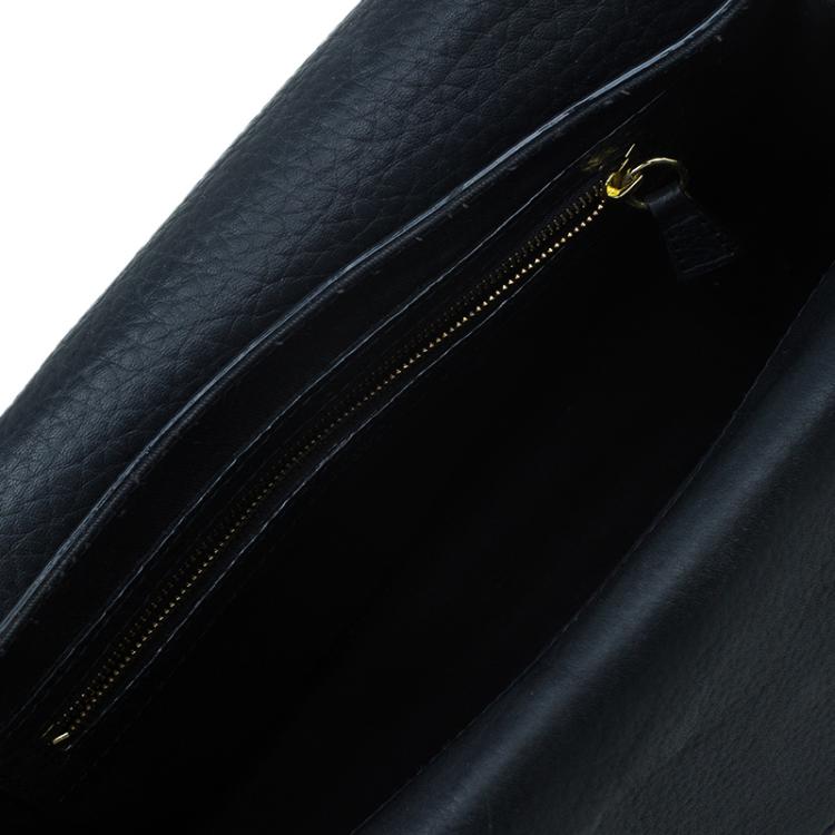 Pre Owned Chloe Black Pebbled Leather Medium Sally Flap Shoulder Bag