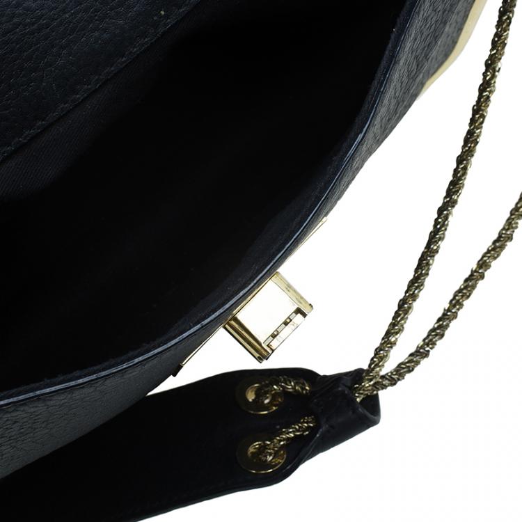 Pre Owned Chloe Black Pebbled Leather Medium Sally Flap Shoulder Bag