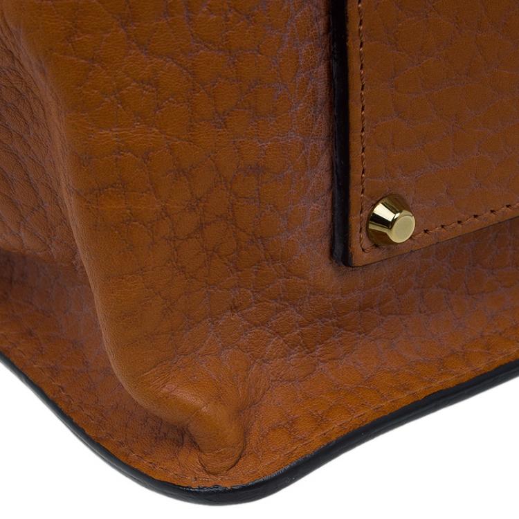 Pre Owned Chloe Orange Pebbled Leather Medium Sally Flap Shoulder Bag