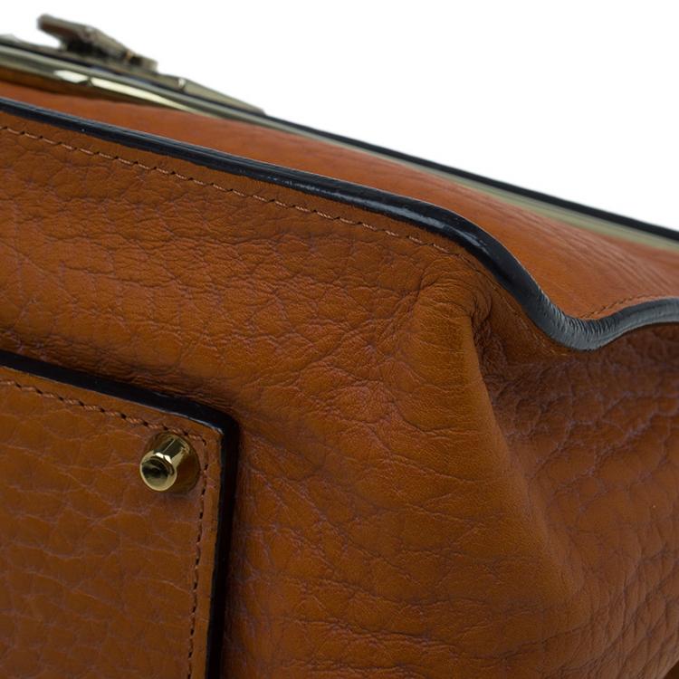 Pre Owned Chloe Orange Pebbled Leather Medium Sally Flap Shoulder Bag