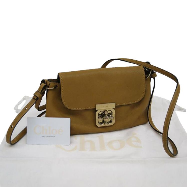 Pre Owned Chloe Mustard Pebbled Leather Elsie Shoulder Bag