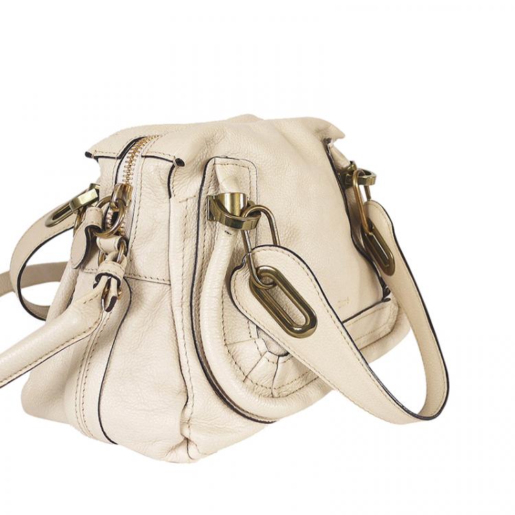 Pre Owned Chloe Ivory Leather Small Paraty Shoulder Bag