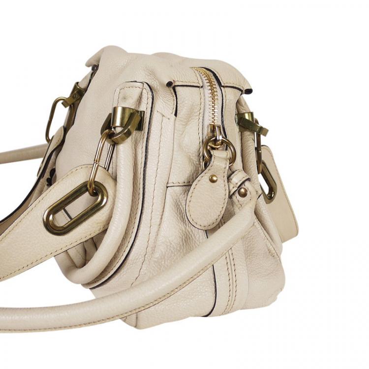 Pre Owned Chloe Ivory Leather Small Paraty Shoulder Bag