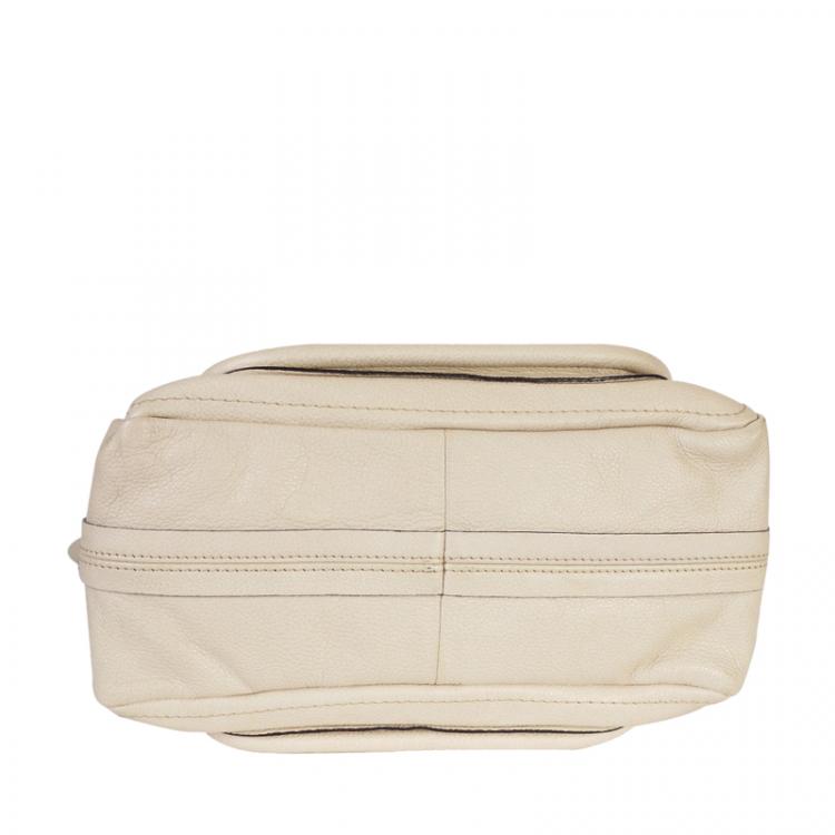 Pre Owned Chloe Ivory Leather Small Paraty Shoulder Bag