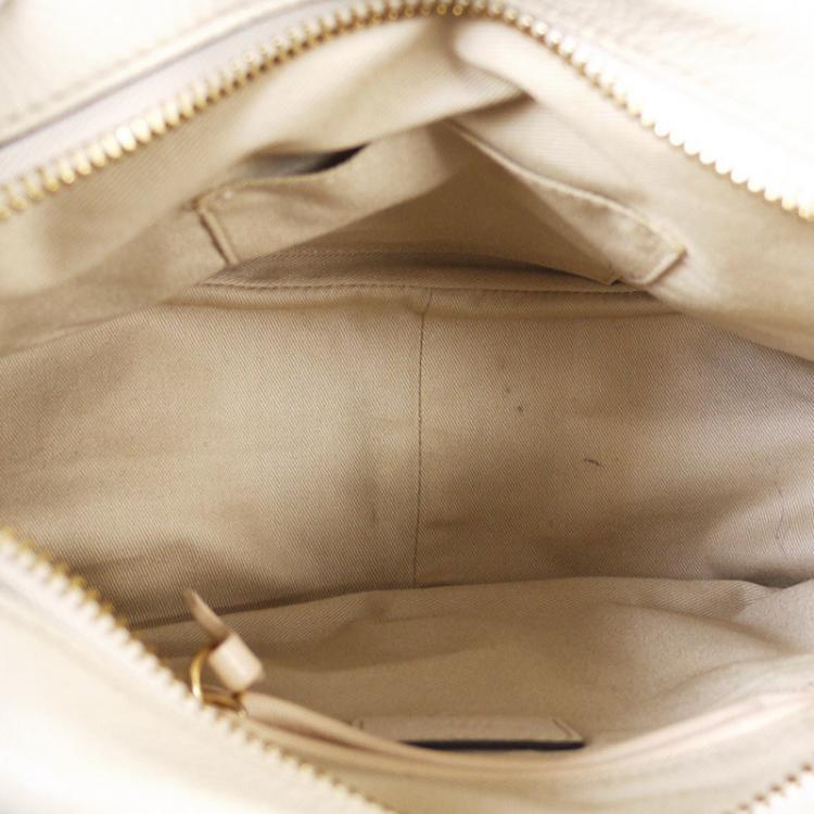 Pre Owned Chloe Ivory Leather Small Paraty Shoulder Bag