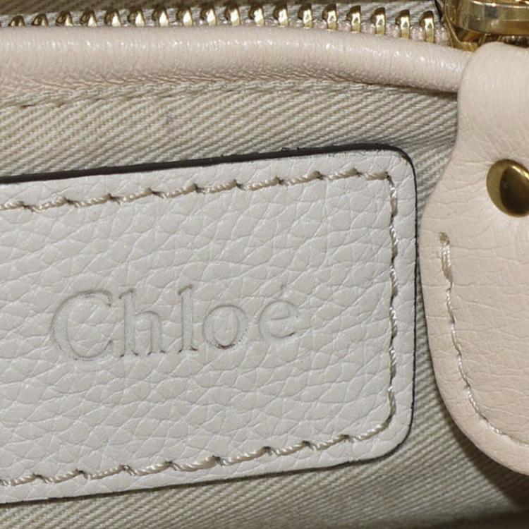 Pre Owned Chloe Ivory Leather Small Paraty Shoulder Bag