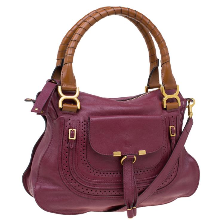 مملوكة مسبقًا Chloe Burgundy Leather Medium Marcie Animation Shoulder Bag