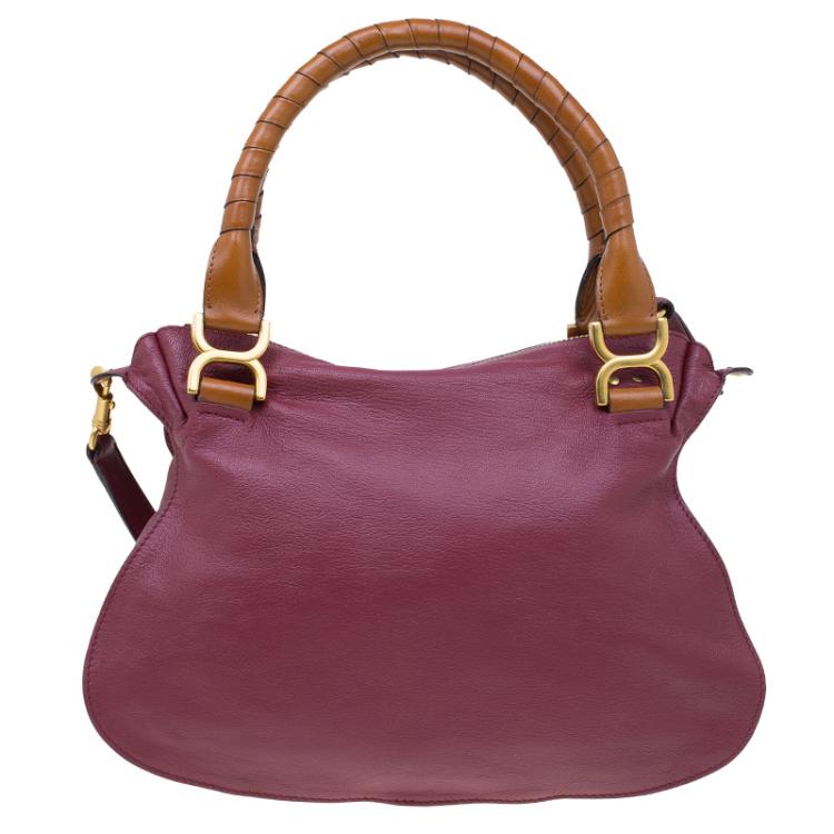 مملوكة مسبقًا Chloe Burgundy Leather Medium Marcie Animation Shoulder Bag