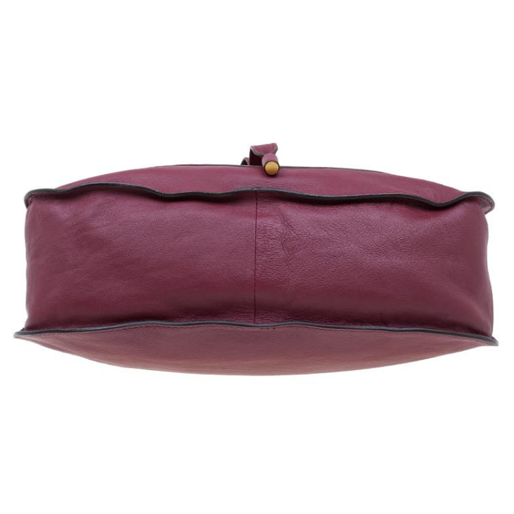 مملوكة مسبقًا Chloe Burgundy Leather Medium Marcie Animation Shoulder Bag