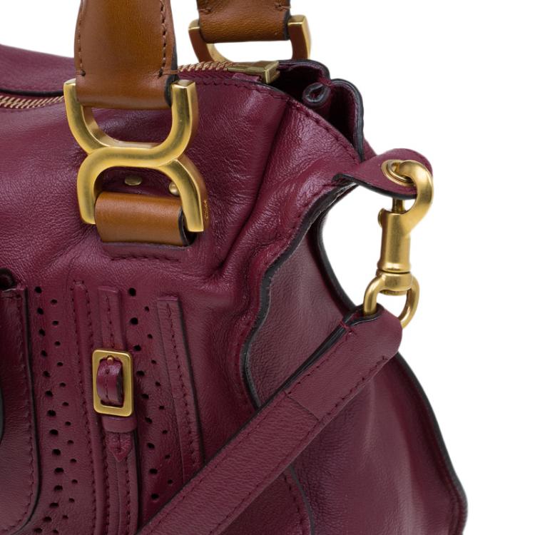 مملوكة مسبقًا Chloe Burgundy Leather Medium Marcie Animation Shoulder Bag