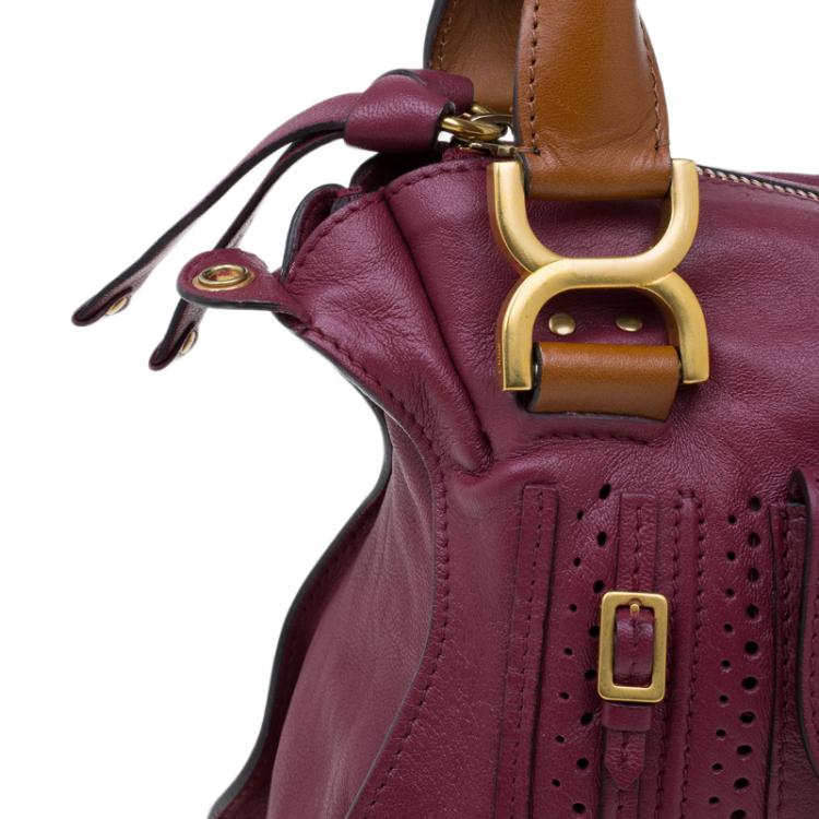 مملوكة مسبقًا Chloe Burgundy Leather Medium Marcie Animation Shoulder Bag