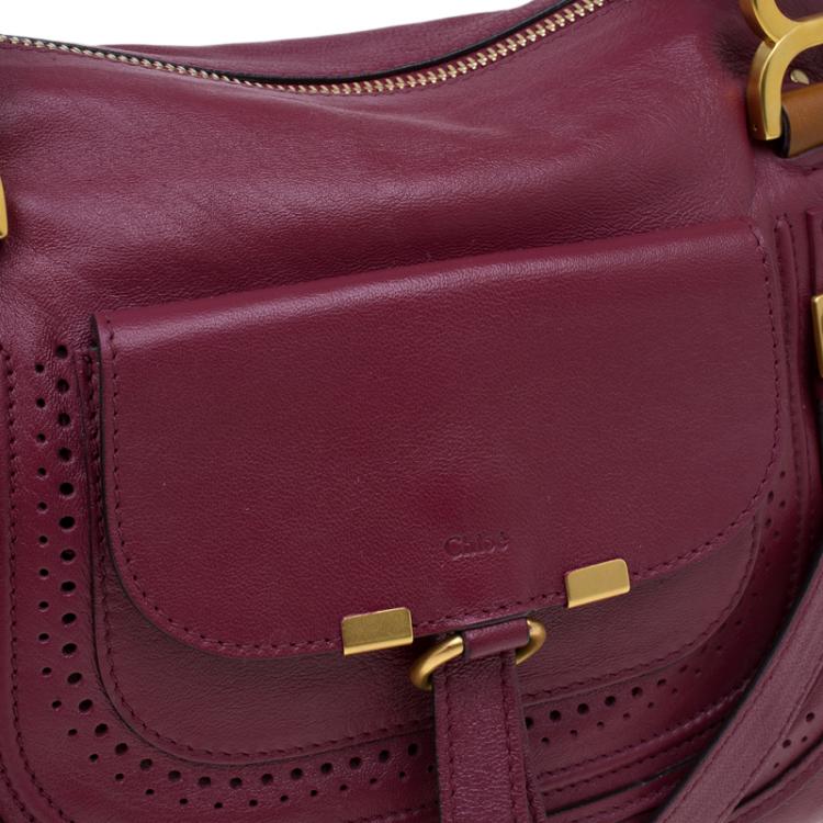 مملوكة مسبقًا Chloe Burgundy Leather Medium Marcie Animation Shoulder Bag