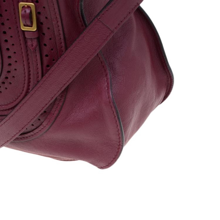 مملوكة مسبقًا Chloe Burgundy Leather Medium Marcie Animation Shoulder Bag