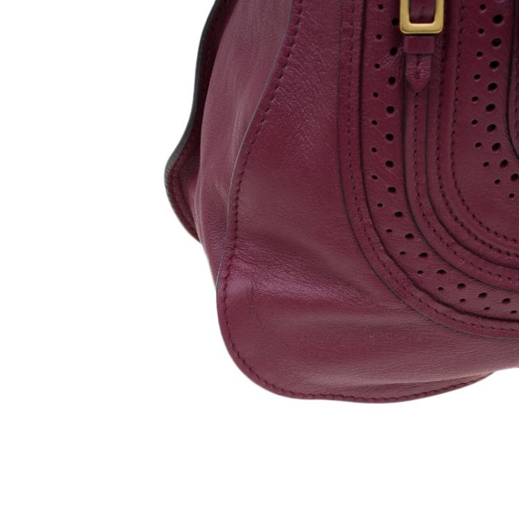 مملوكة مسبقًا Chloe Burgundy Leather Medium Marcie Animation Shoulder Bag