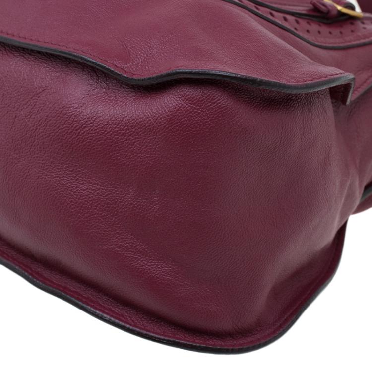 مملوكة مسبقًا Chloe Burgundy Leather Medium Marcie Animation Shoulder Bag