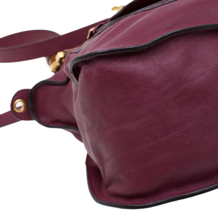 مملوكة مسبقًا Chloe Burgundy Leather Medium Marcie Animation Shoulder Bag