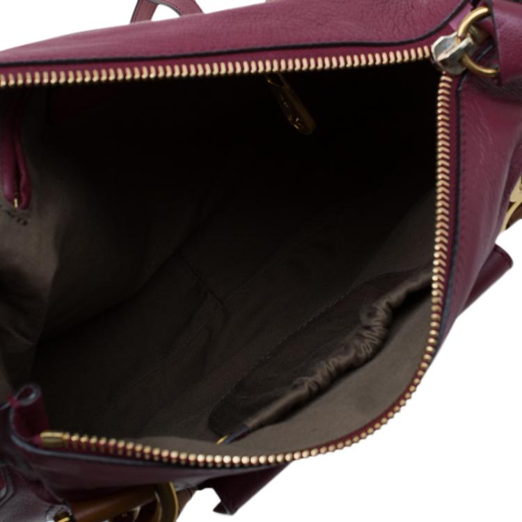 مملوكة مسبقًا Chloe Burgundy Leather Medium Marcie Animation Shoulder Bag