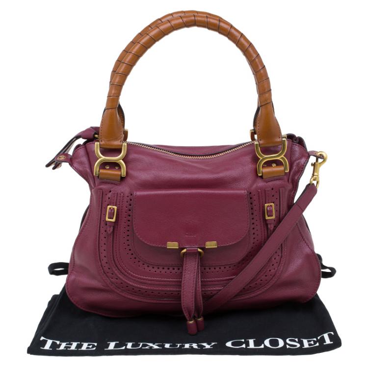 مملوكة مسبقًا Chloe Burgundy Leather Medium Marcie Animation Shoulder Bag