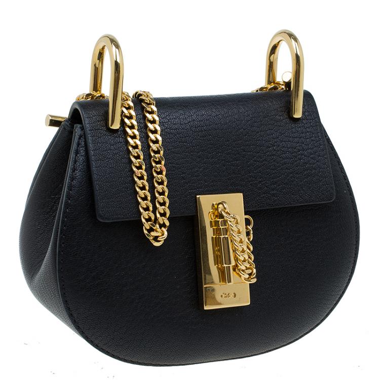 Pre Owned Chloe Black Leather Nano Drew Shoulder Bag