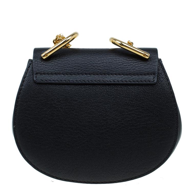 Pre Owned Chloe Black Leather Nano Drew Shoulder Bag