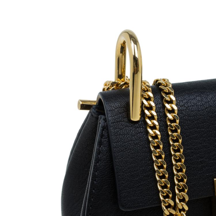 Pre Owned Chloe Black Leather Nano Drew Shoulder Bag