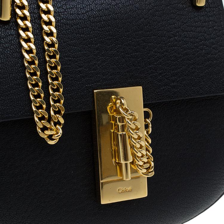 Pre Owned Chloe Black Leather Nano Drew Shoulder Bag