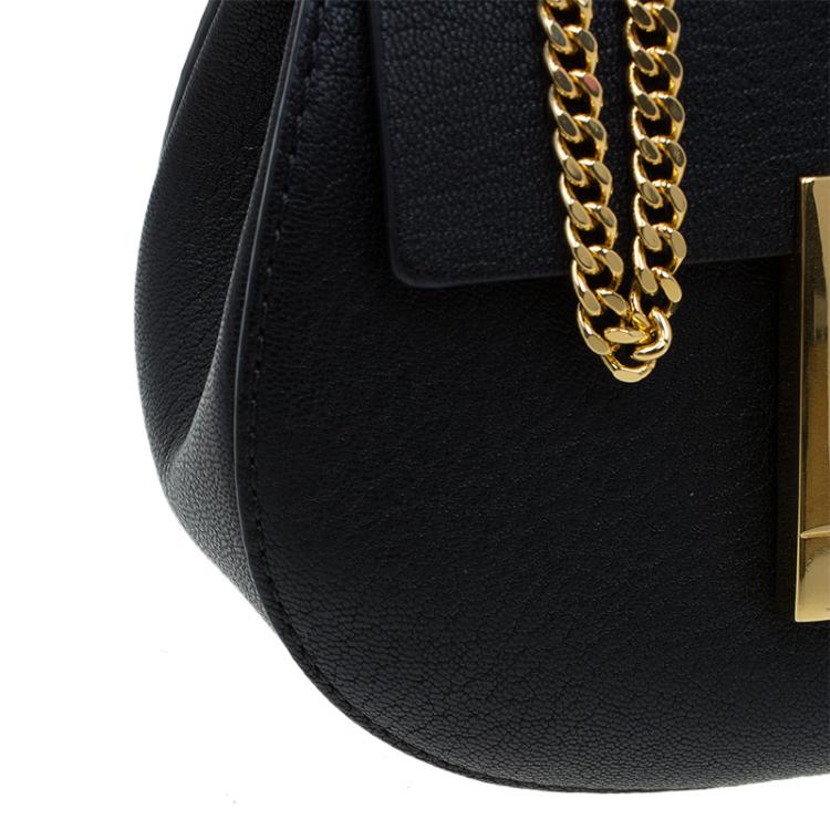 Pre Owned Chloe Black Leather Nano Drew Shoulder Bag