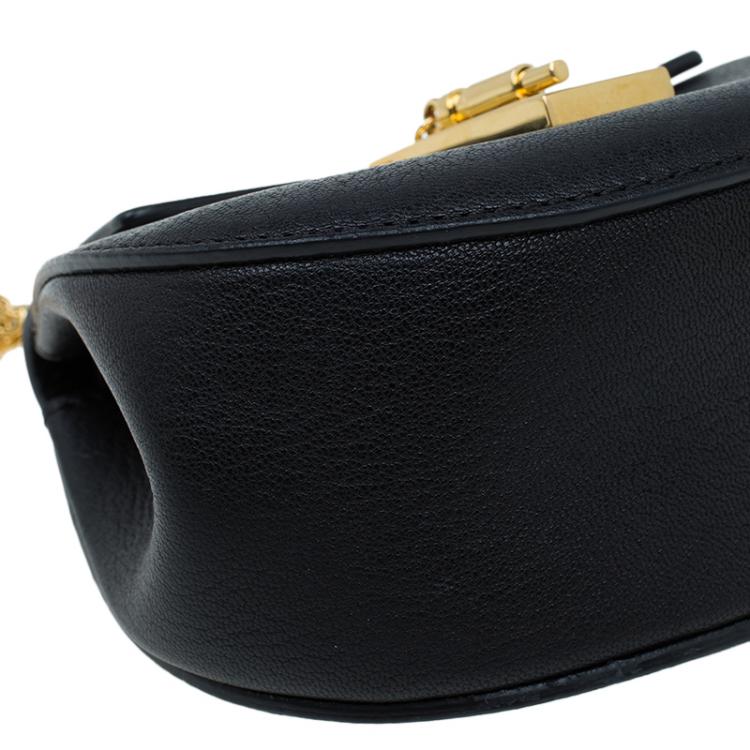 Pre Owned Chloe Black Leather Nano Drew Shoulder Bag