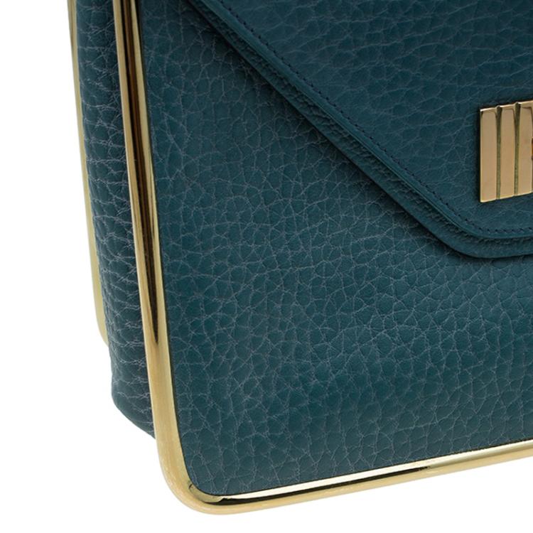 Pre Owned Chloe Green Pebbled Leather Medium Sally Flap Shoulder Bag