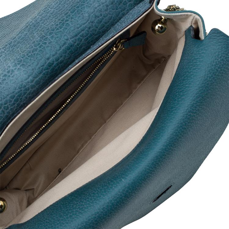 Pre Owned Chloe Green Pebbled Leather Medium Sally Flap Shoulder Bag