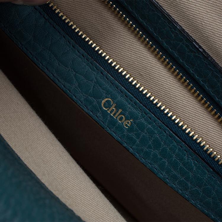 Pre Owned Chloe Green Pebbled Leather Medium Sally Flap Shoulder Bag