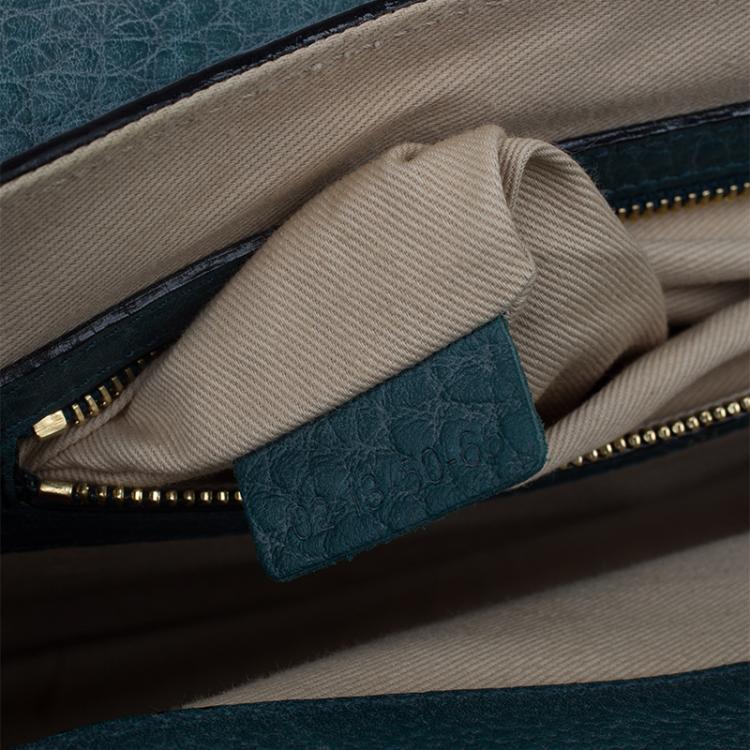 Pre Owned Chloe Green Pebbled Leather Medium Sally Flap Shoulder Bag