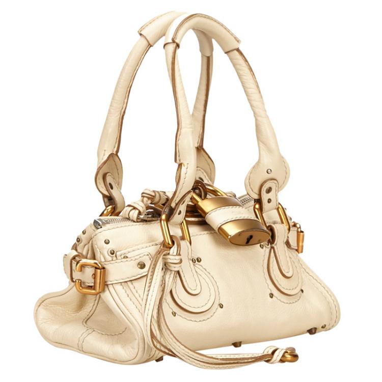 Pre Owned Chloe White Leather Mini Paddington Satchel