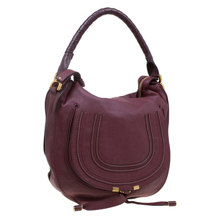 Pre Owned Chloe Burgundy Leather Medium Marcie Hobo